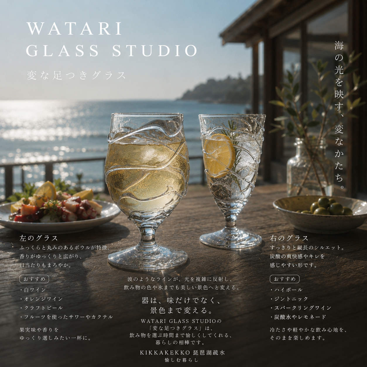 変な足つきグラス / WATARIGLASS studio