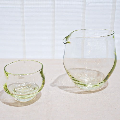 冷酒グラス　片口　琵琶湖彩　glass imeca　神永朱美